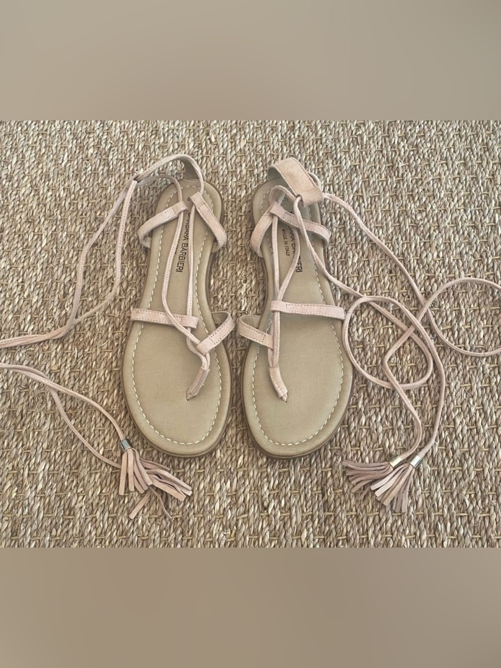 Barbara Barbieri Italian Lace Up Suede Sandals Size: 6